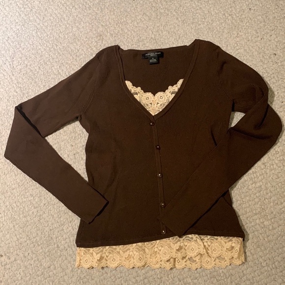 August Silk S brown sweater with lace - Picture 5 of 5
